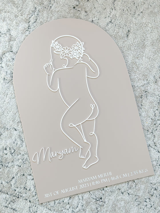 1:1 Scale Personalised Baby Plaque - Floral Crown