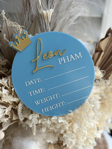  Acrylic Birth Stats Plaque - Crown Edition