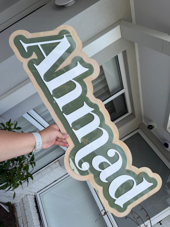 Triple Layer Wood + Acrylic Name