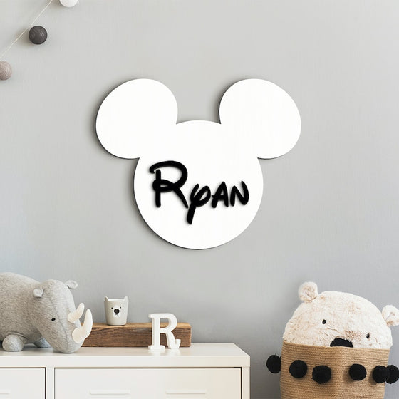 MICKY MOUSE BOW NAME PLAQUE